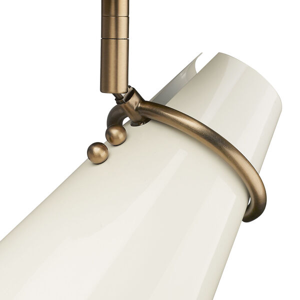 Reeva White and Modern Brass Three-Light Semi-Flush Mount, image 6